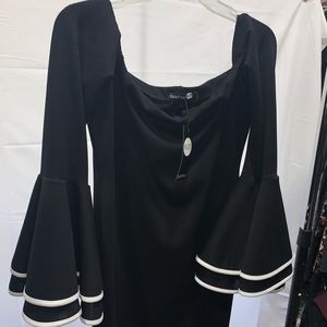 Off the shoulder bell sleeve midi dress